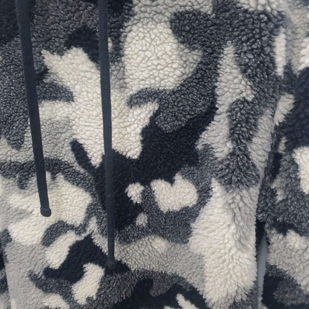 Dylan Fleece Jacket Hooded Mens XL Black Gray Camouflage Pullover Side Zip - Picture 3 of 9